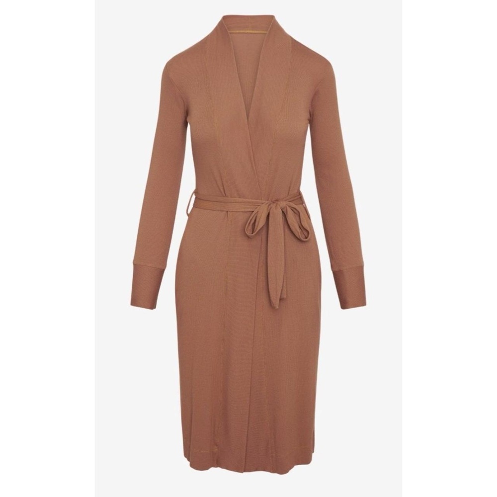 Commando Luxury Rib Cardigan Robe Sweater Ochre Brown‎ Small - Picture 2 of 7